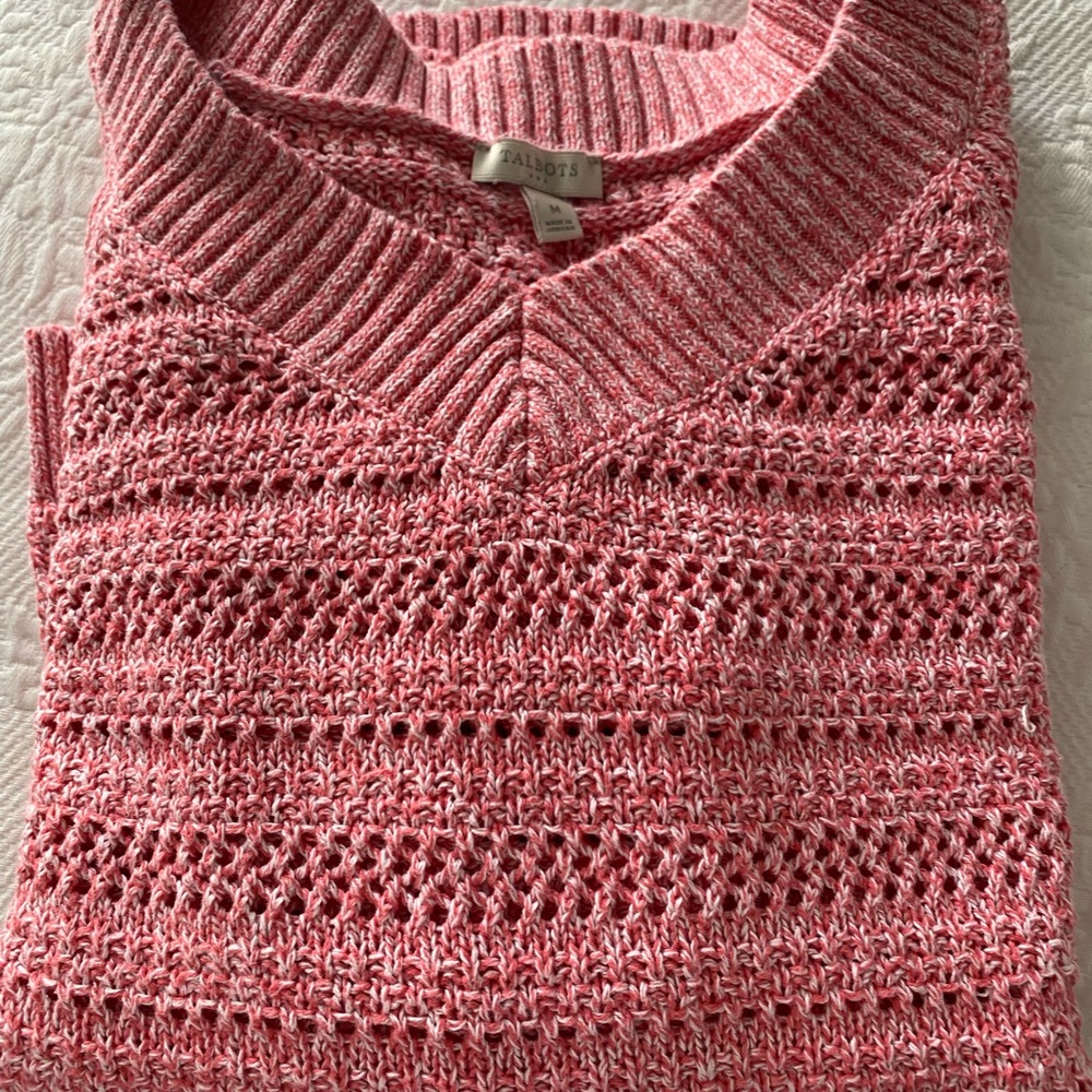 Talbots Women's V-Neck Sweater in Pink